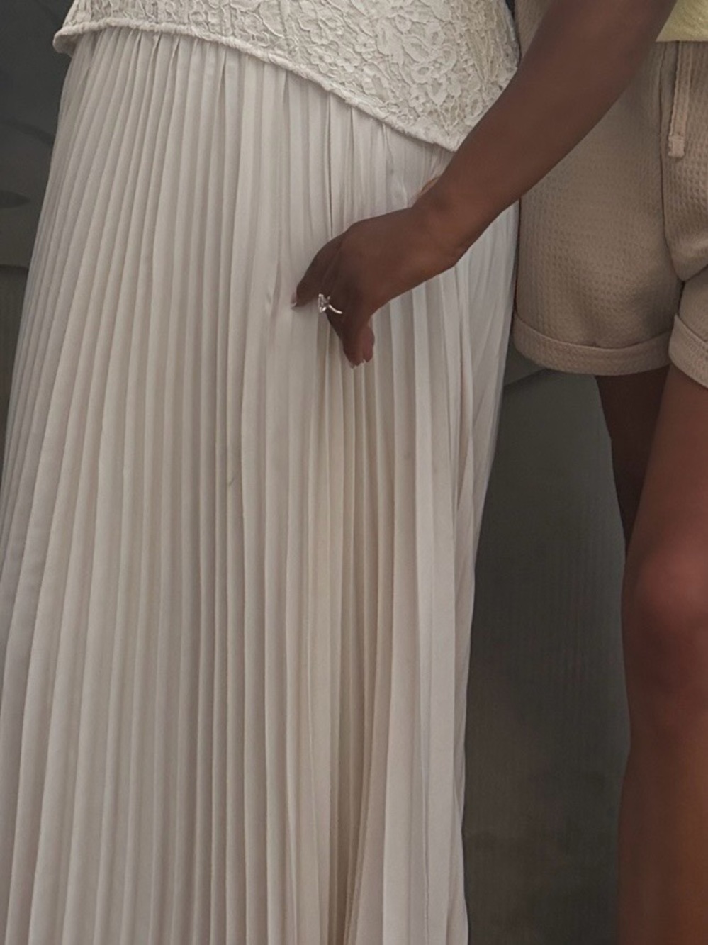 Elegant Ivory Pleated Corset Gown - Picture 2 of 8